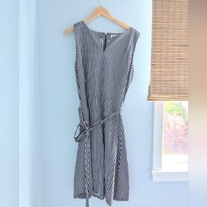 Ann Taylor LOFT NWT Striped Tie Waist Flare Dress, Size 18, Black & White